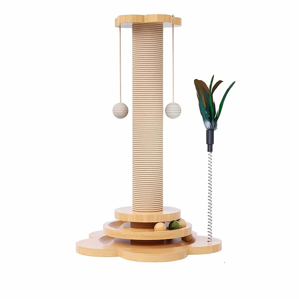 Pet Cat Toy Solid Wood Cat Turntable Durable Sisal