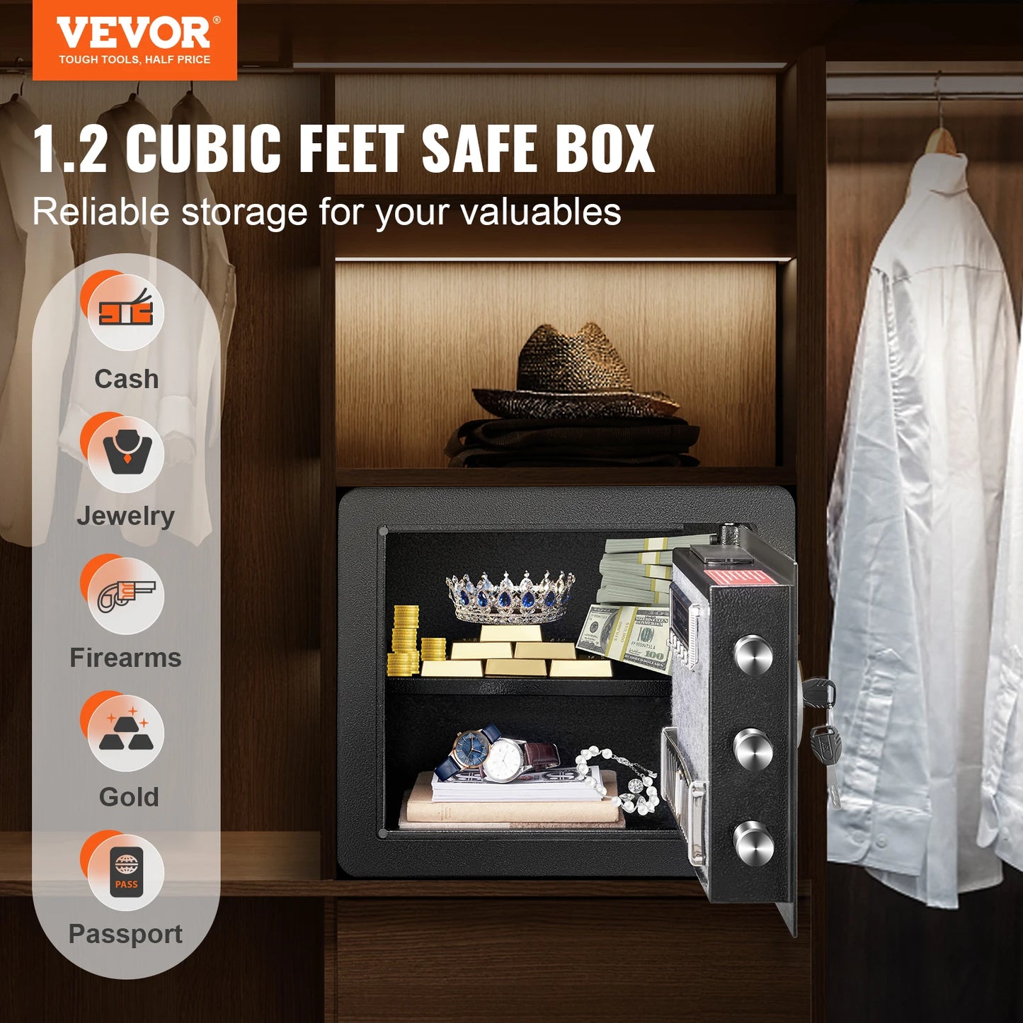 VEVOR 1.2/0.5 Cubbic Fit Electronic Safe