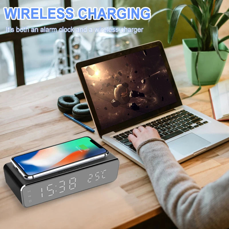 Wireless Charger Alarm Clock LED Digital