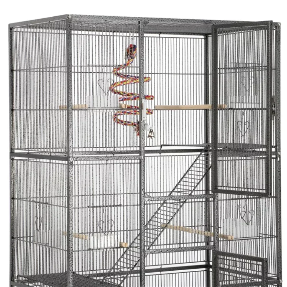 69" H Extra Large Rolling Bird Cage with Detachable Stand,