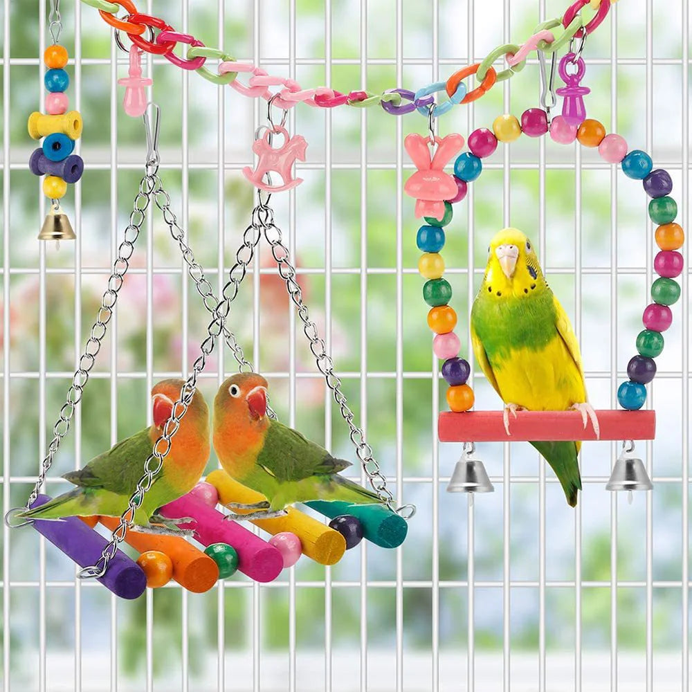 11Pcs Bird Cage Toys
