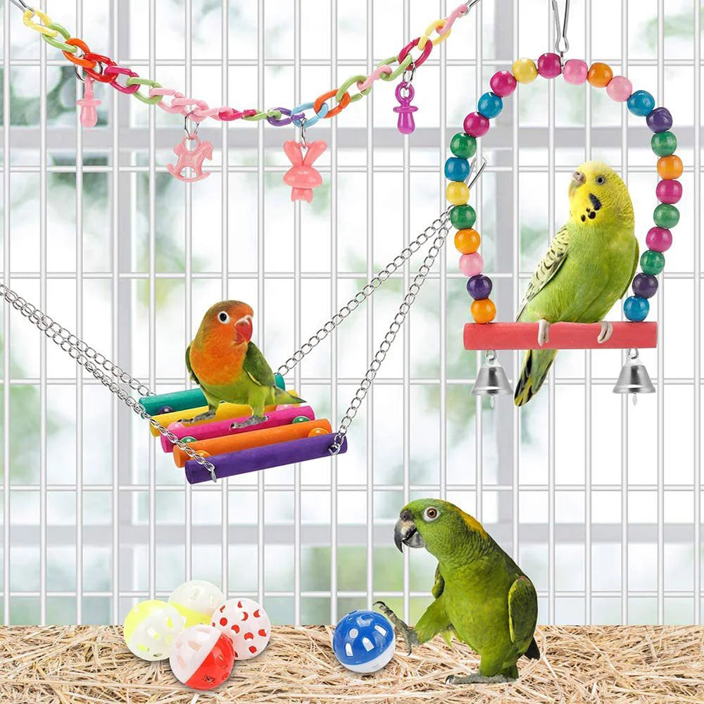 11Pcs Bird Cage Toys