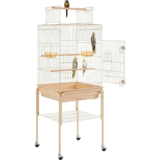 Metal Bird Cage Open w/Detachable Rolling Stand , 53.5inch