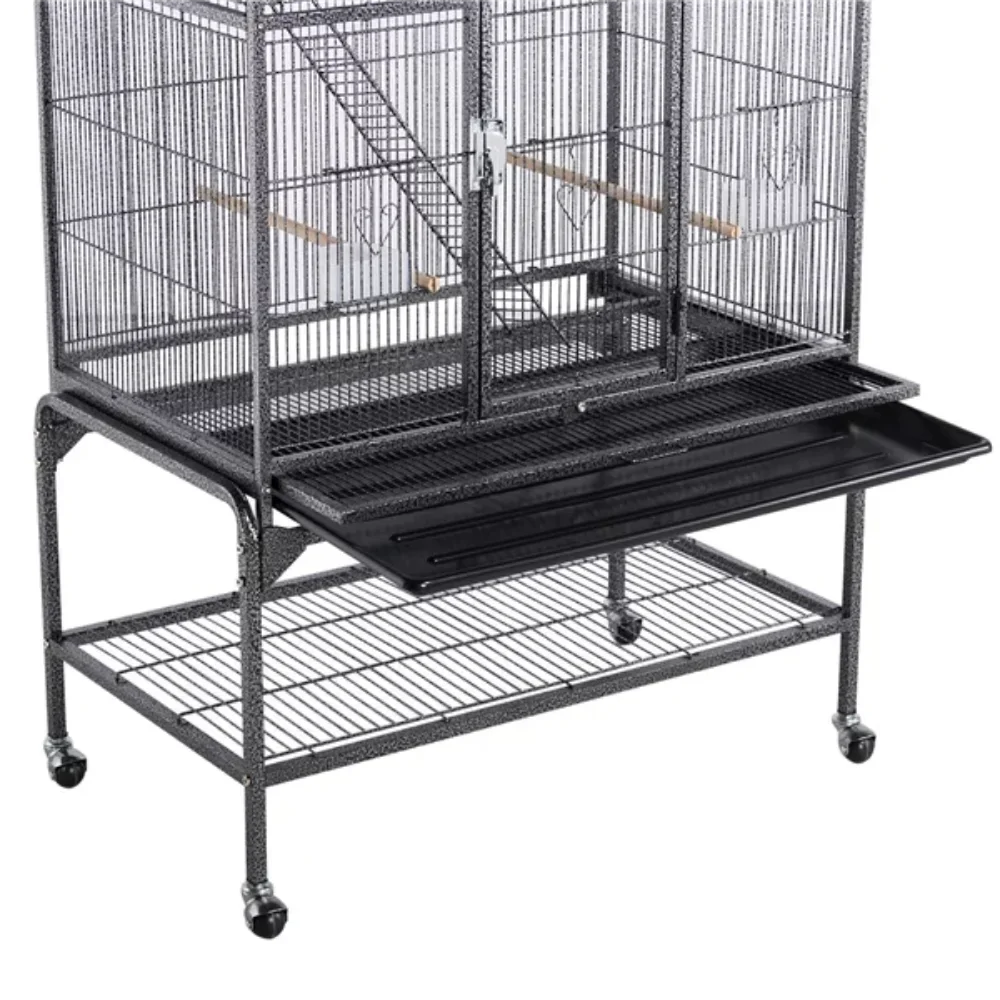 69" H Extra Large Rolling Bird Cage with Detachable Stand,